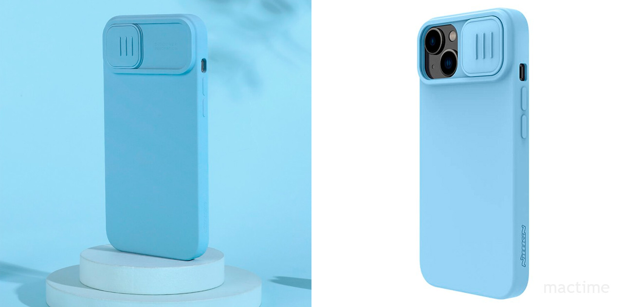 Чехол Nillkin CamShield Silky Magnetic Silicone  для iPhone 14 цвета «Синяя дымка»
